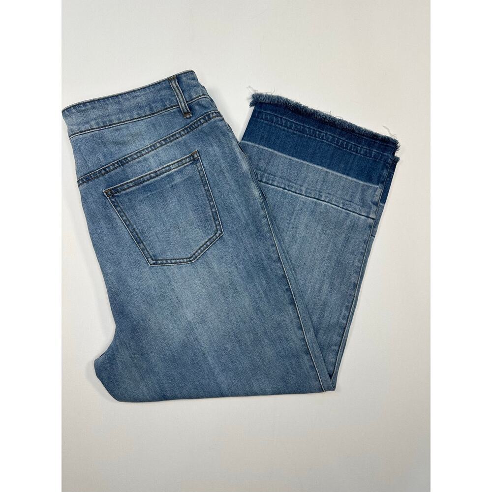 Chicho’s Wide Leg Crop Denim Jeans with Contrasting Cuffs Size 12